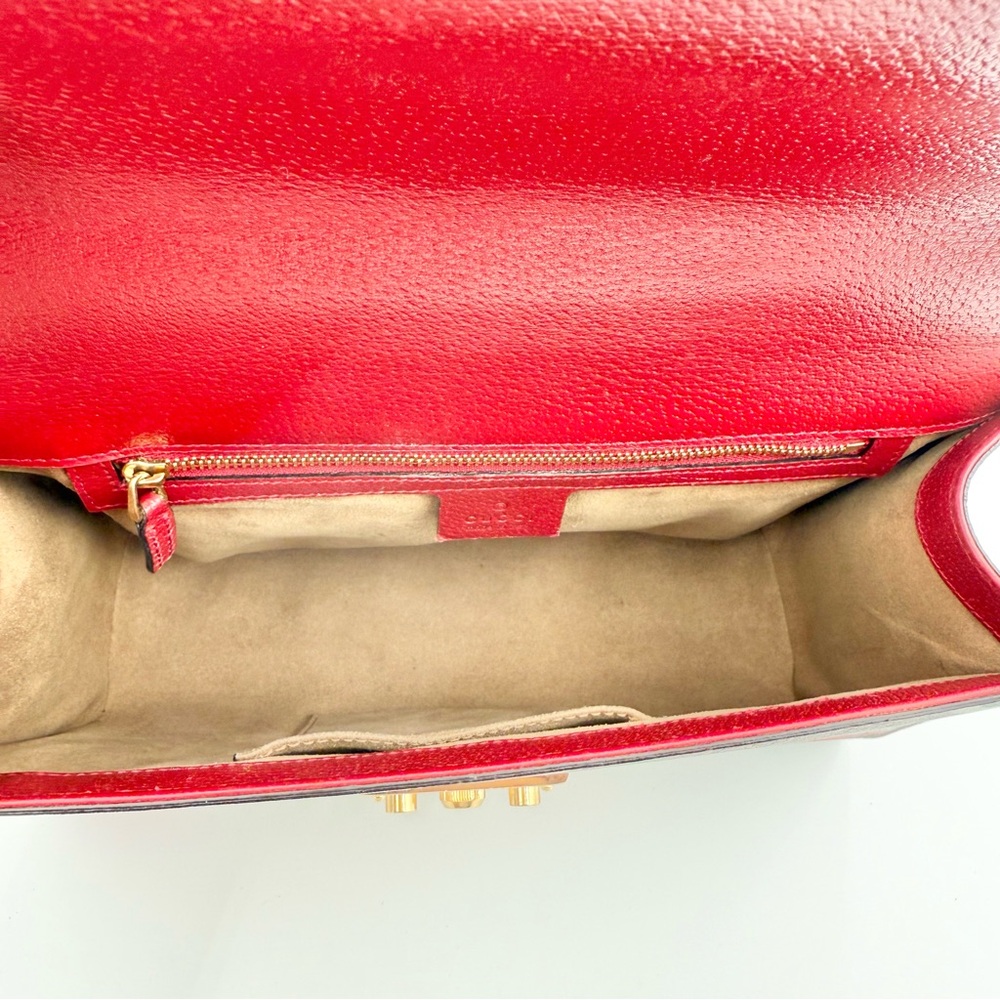 SOLD Gucci GG Supreme Monogram Tian Large Padlock Shoulder Bag Beige Multicolor - Picture 7 of 11